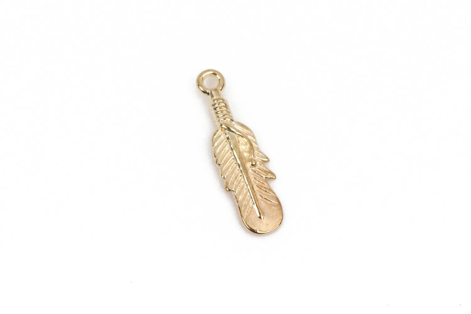 10 Light Gold FEATHER Charms, Light Gold oxidized metal charms, Light Gold feather pendants, 27x8mm, 1-1/8" long chg0600