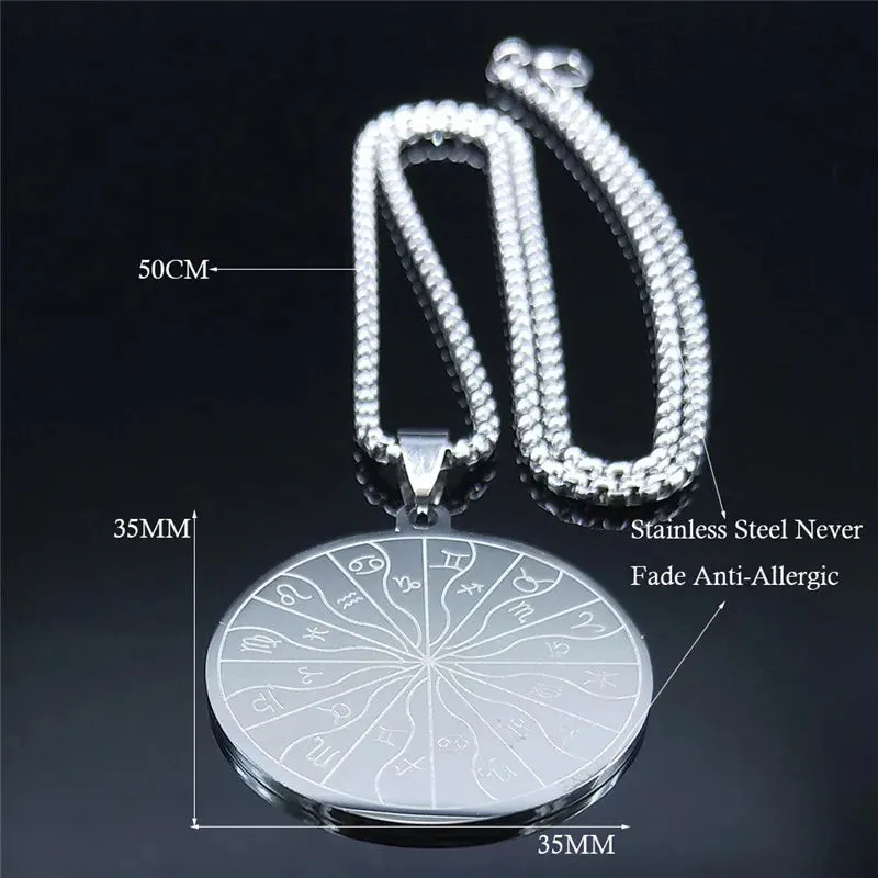 12 Zodiac Sign Constellations Astrology Stainless Steel Necklace for Women