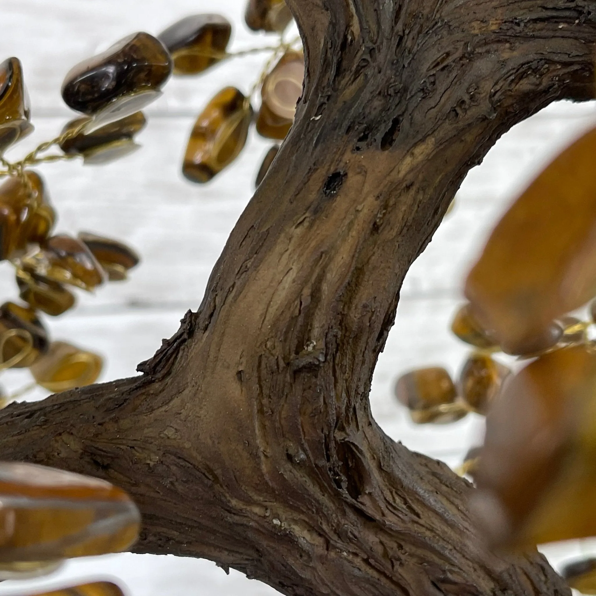 25" Tall Large Handmade Tiger's Eye Gemstone Tree on an Amethyst Base, 720 gems #5407TE-001 by Brazil Gems