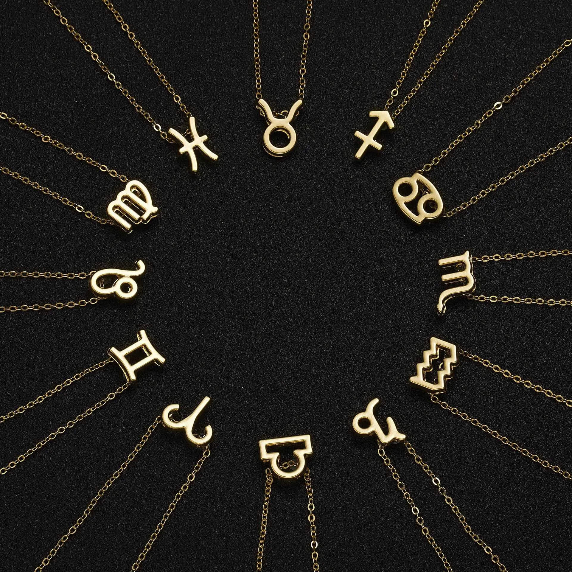 3Pcs/set 12 Zodiac Sign Multi Chain Necklaces For Women with Pendant Chain Choker