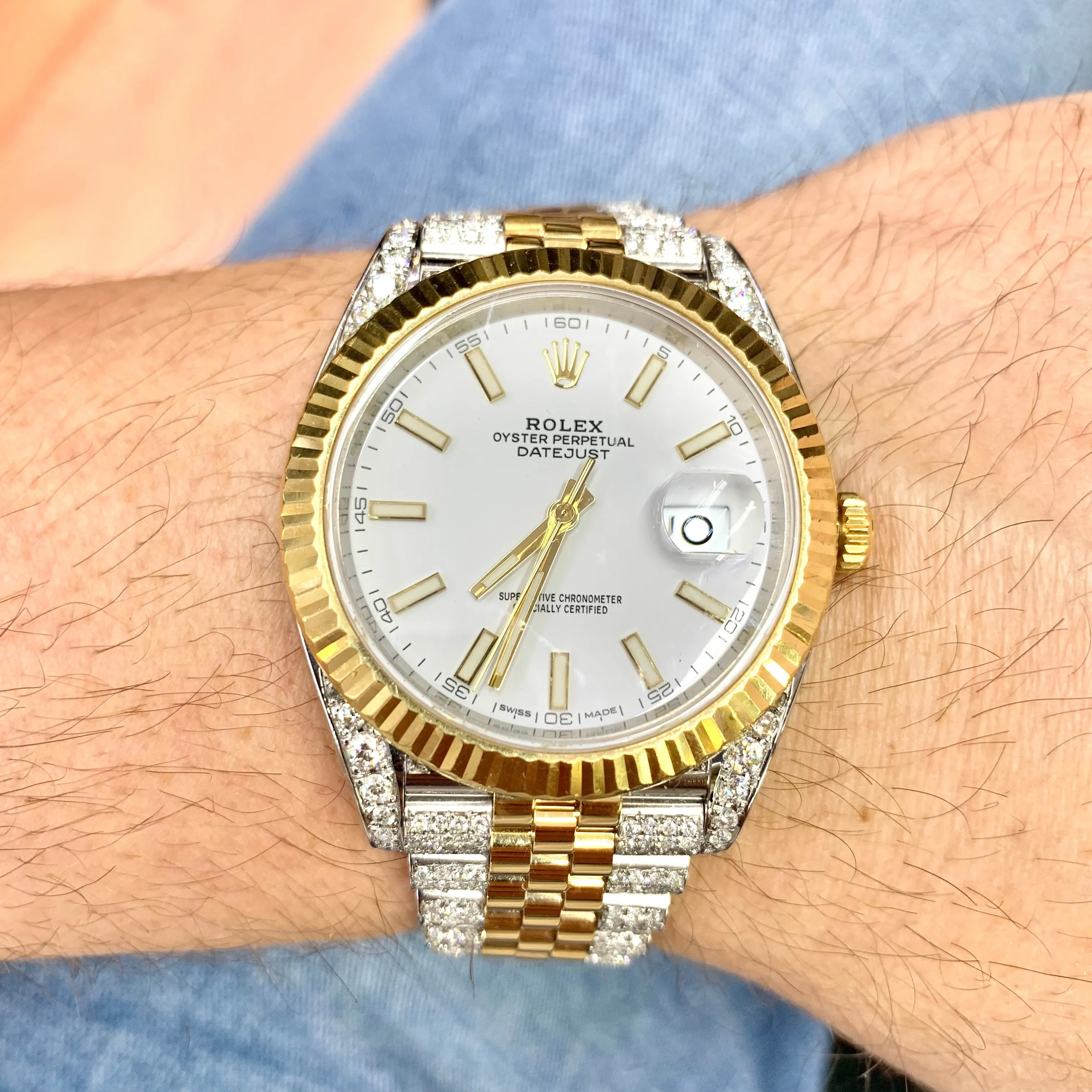 4ct Diamond 41mm Rolex Datejust 2 Watch with Two-tone Jubilee Bracelet (fluted bezel)