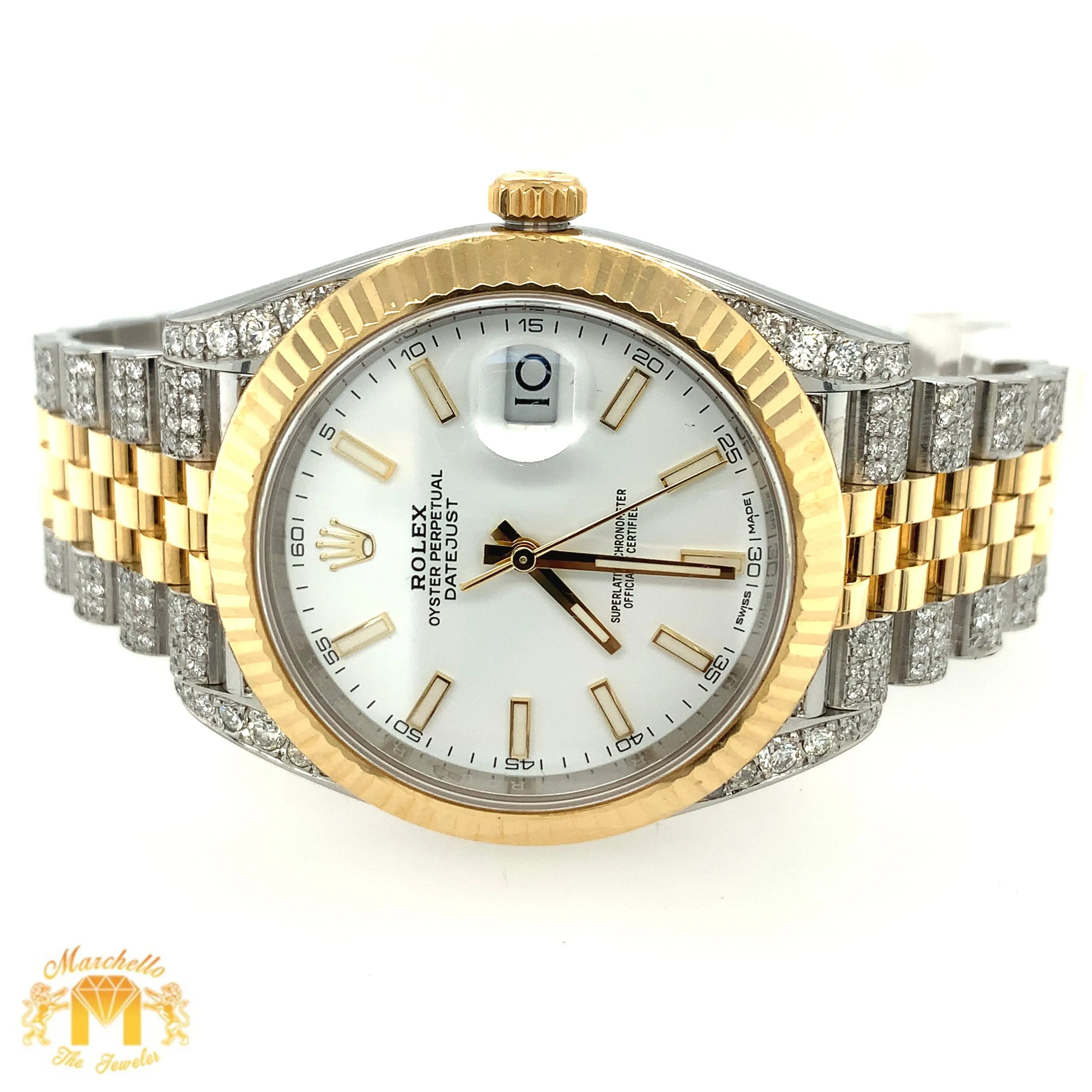 4ct Diamond 41mm Rolex Datejust 2 Watch with Two-tone Jubilee Bracelet (fluted bezel)