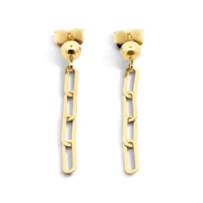 9ct Yellow Gold Paperclip Drop Stud Earrings