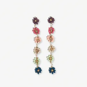 Amanda Multi Color Flower Beaded Dangle Earrings