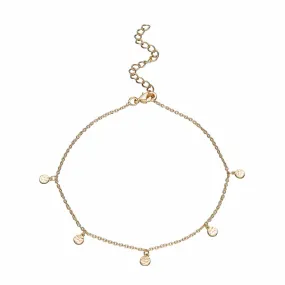 Anklet with Hammered Discs - 18k Gold Plated