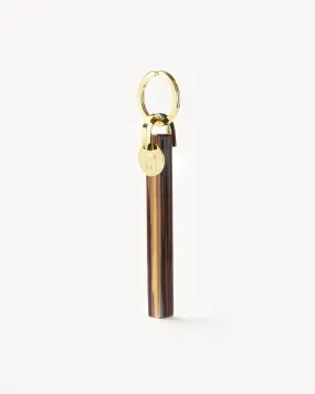 Bar Keychain in Tiger's Eye - Gold