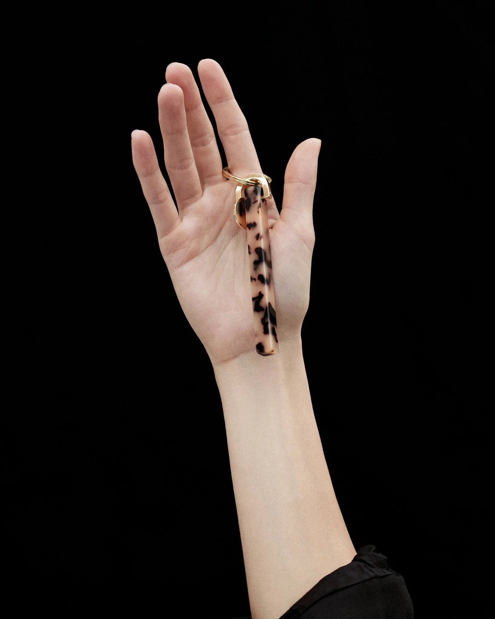 Bar Keychain in Tiger's Eye - Gold