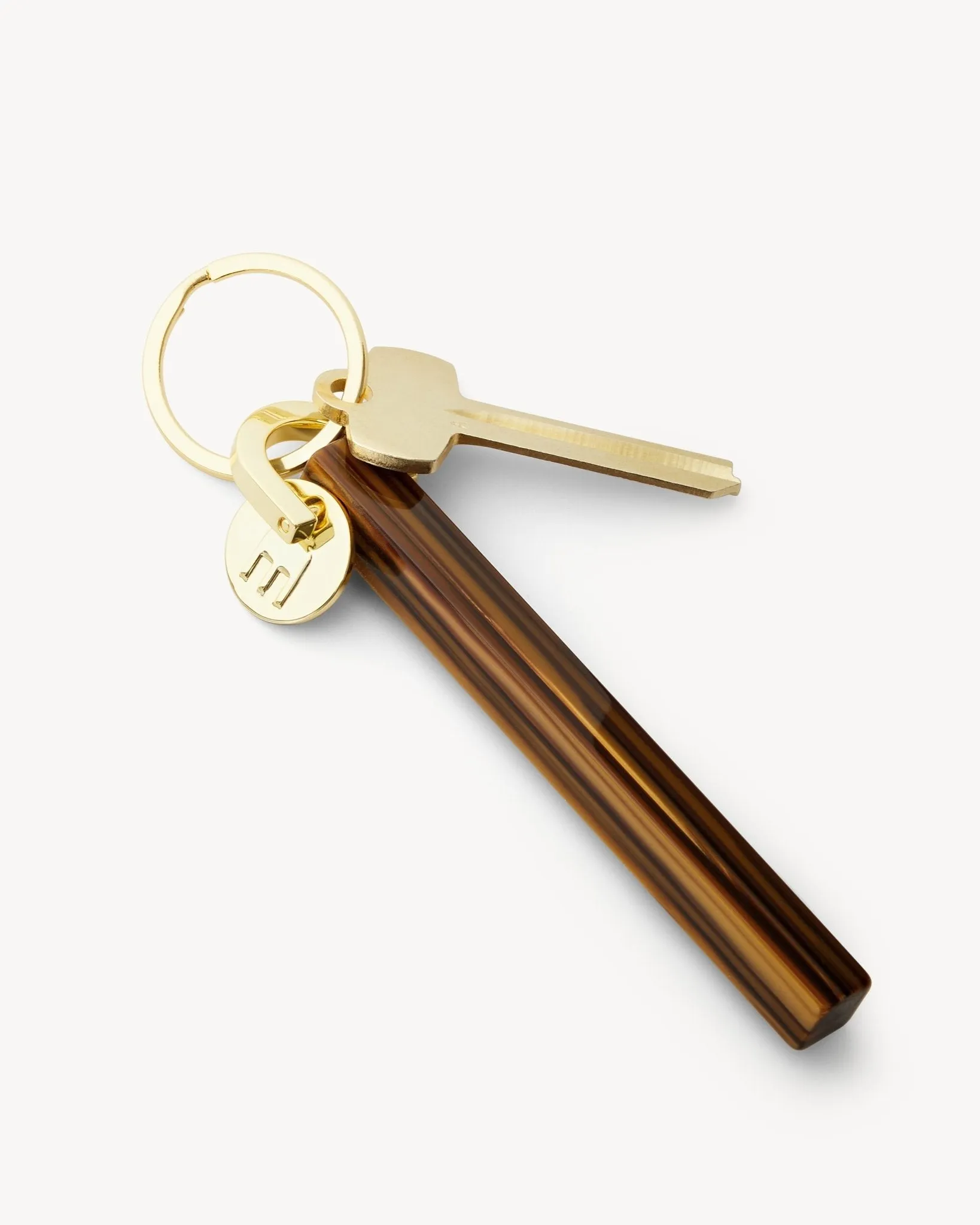 Bar Keychain in Tiger's Eye - Gold