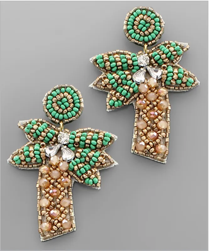 Beaded Palm Tree Earrings