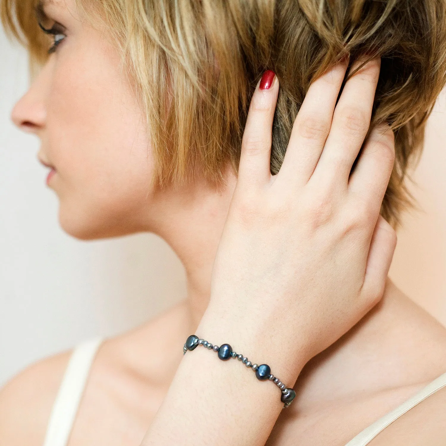 Black Seed & Freshwater Pearl Bracelet