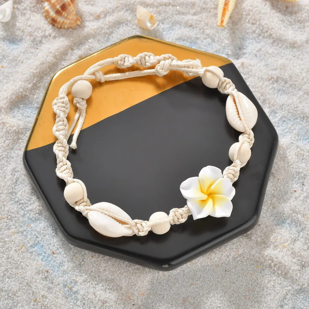 Bohemian Anklet Beach Anklet Hand woven Wooden Beads Soft Ceramic