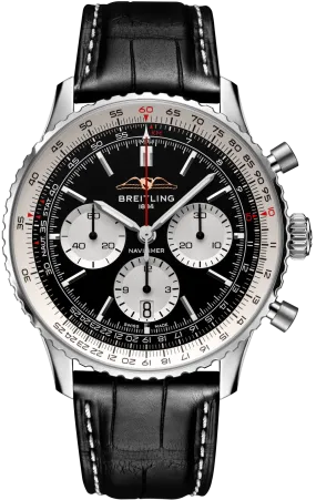 BRT Watch Navitimer B1 Chronograph 43 Black Croc Folding Clasp