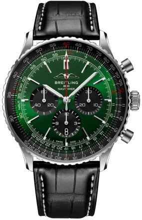 BRT Watch Navitimer B1 Chronograph 46 Black Croc Folding Clasp