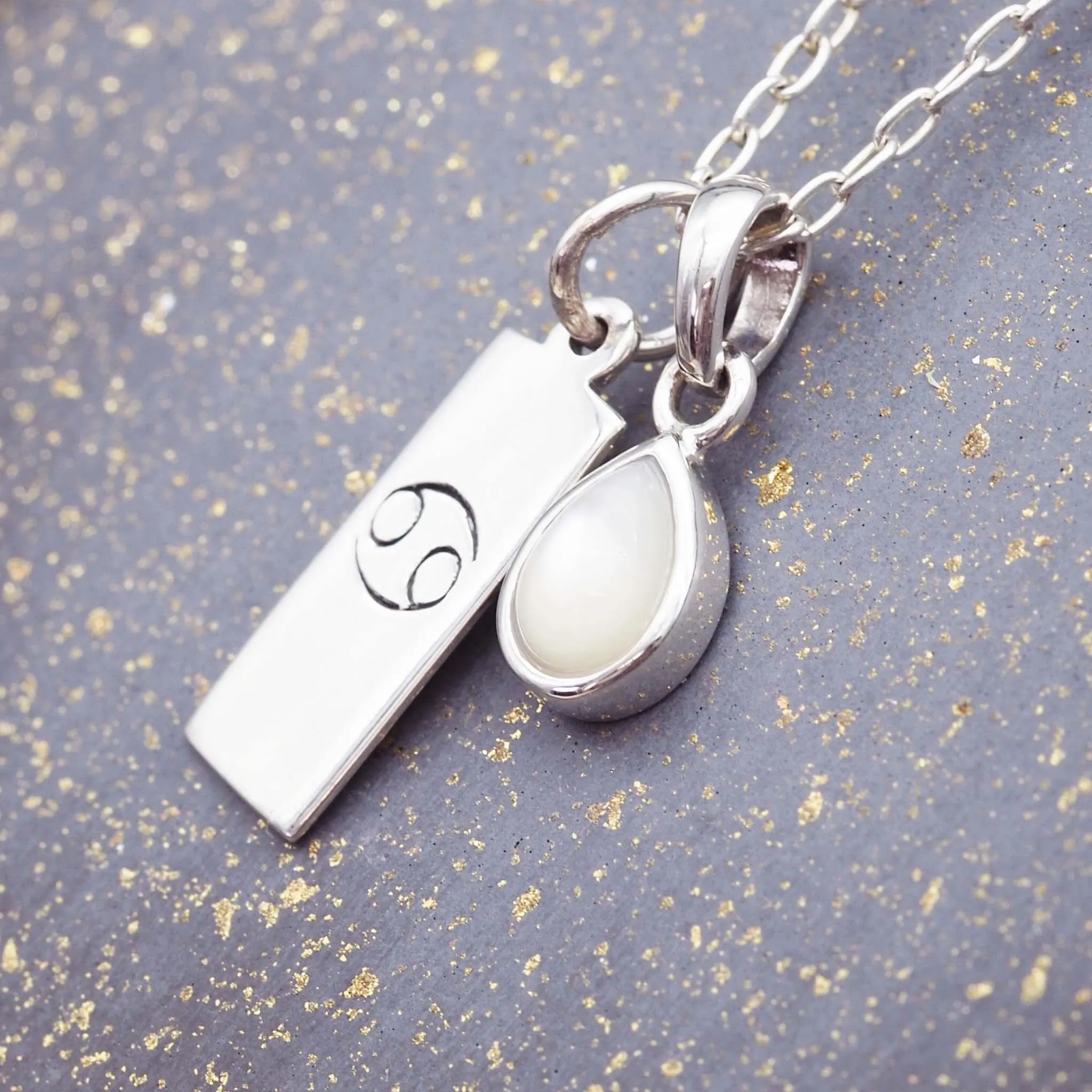 Cancer Star Sign and June Birthstone Necklace