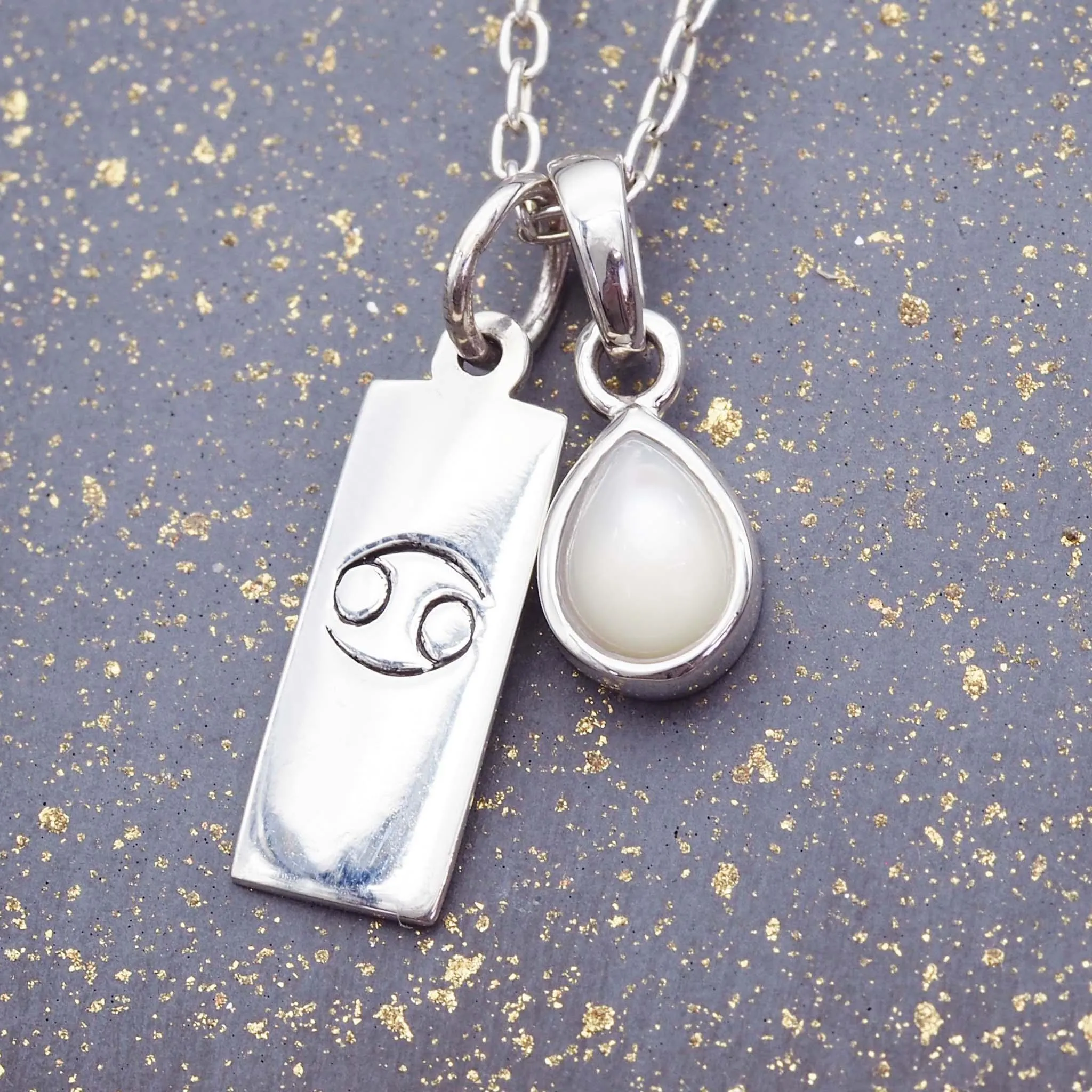 Cancer Star Sign and June Birthstone Necklace