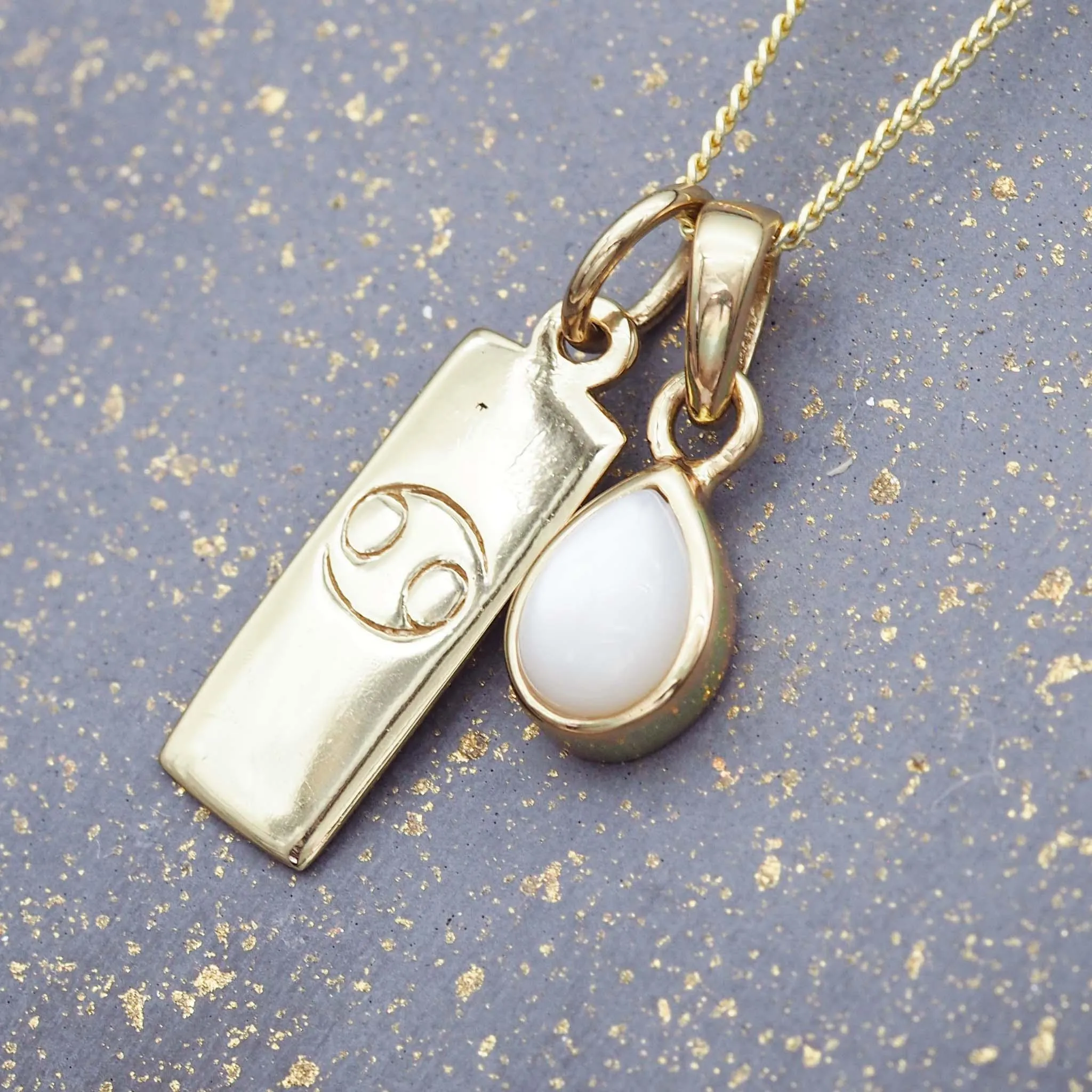 Cancer Star Sign and June Birthstone Necklace