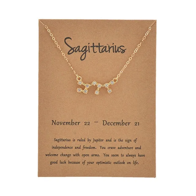 Cardboard Star Zodiac Sign 12 Constellation Necklaces