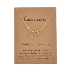 Cardboard Star Zodiac Sign 12 Constellation Necklaces