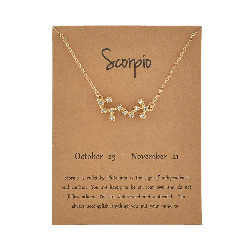 Cardboard Star Zodiac Sign 12 Constellation Necklaces