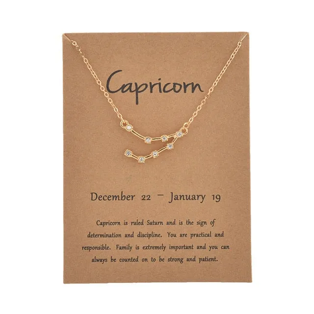 Cardboard Star Zodiac Sign 12 Constellation Necklaces