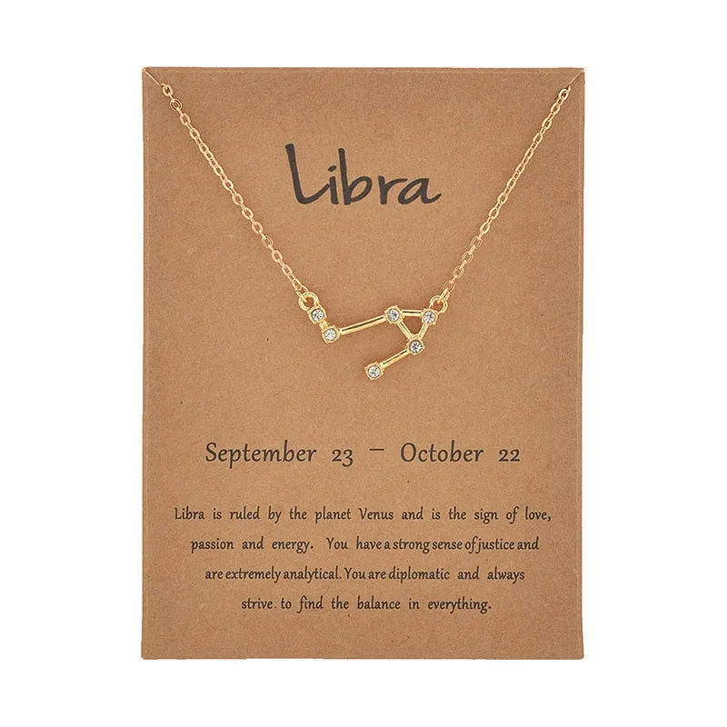 Cardboard Star Zodiac Sign 12 Constellation Necklaces