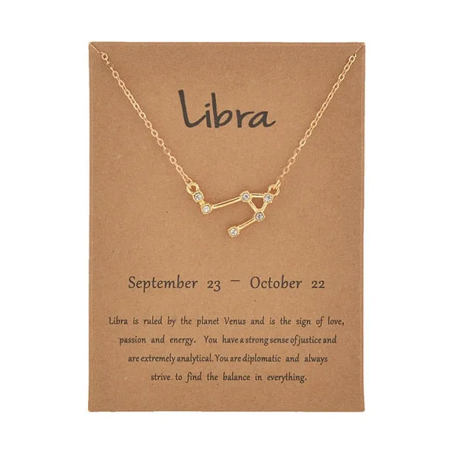 Cardboard Star Zodiac Sign 12 Constellation Necklaces