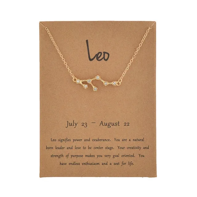 Cardboard Star Zodiac Sign 12 Constellation Necklaces