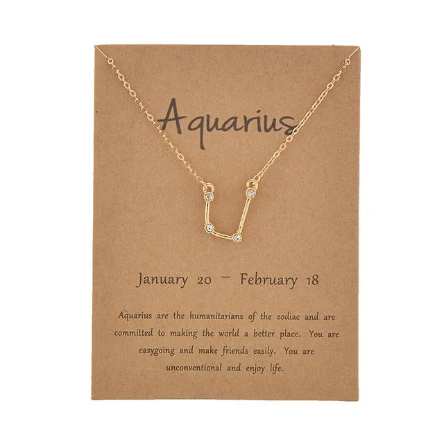 Cardboard Star Zodiac Sign 12 Constellation Necklaces