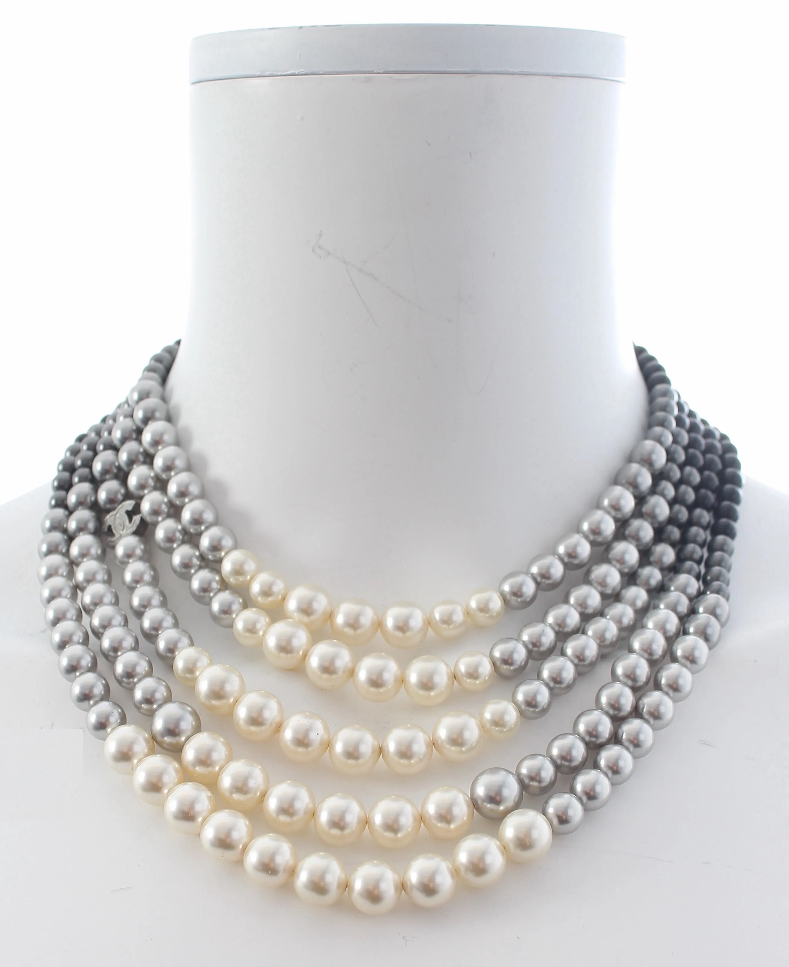 Chanel Pearl CC Multi Strand Ombré Necklace