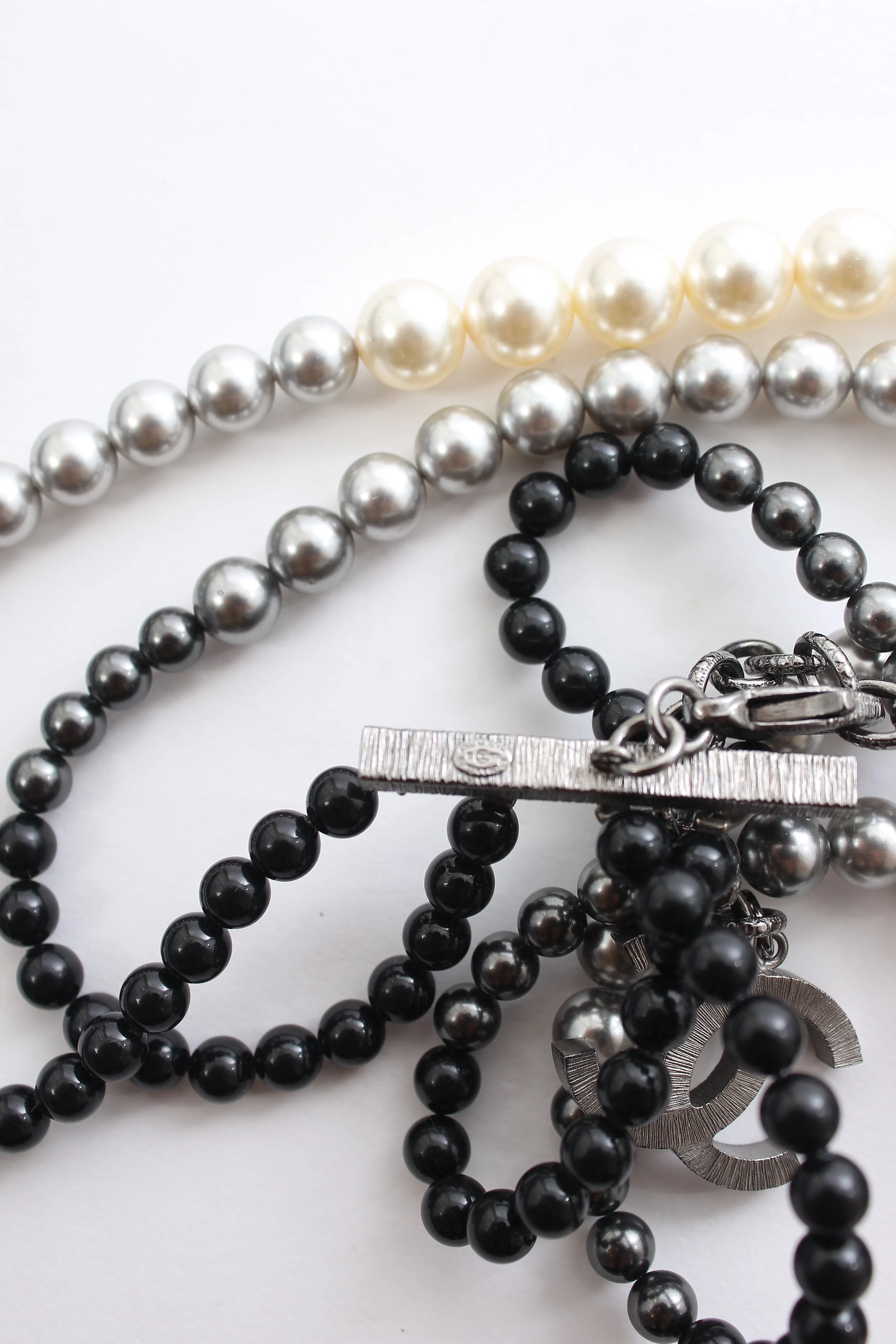 Chanel Pearl CC Multi Strand Ombré Necklace