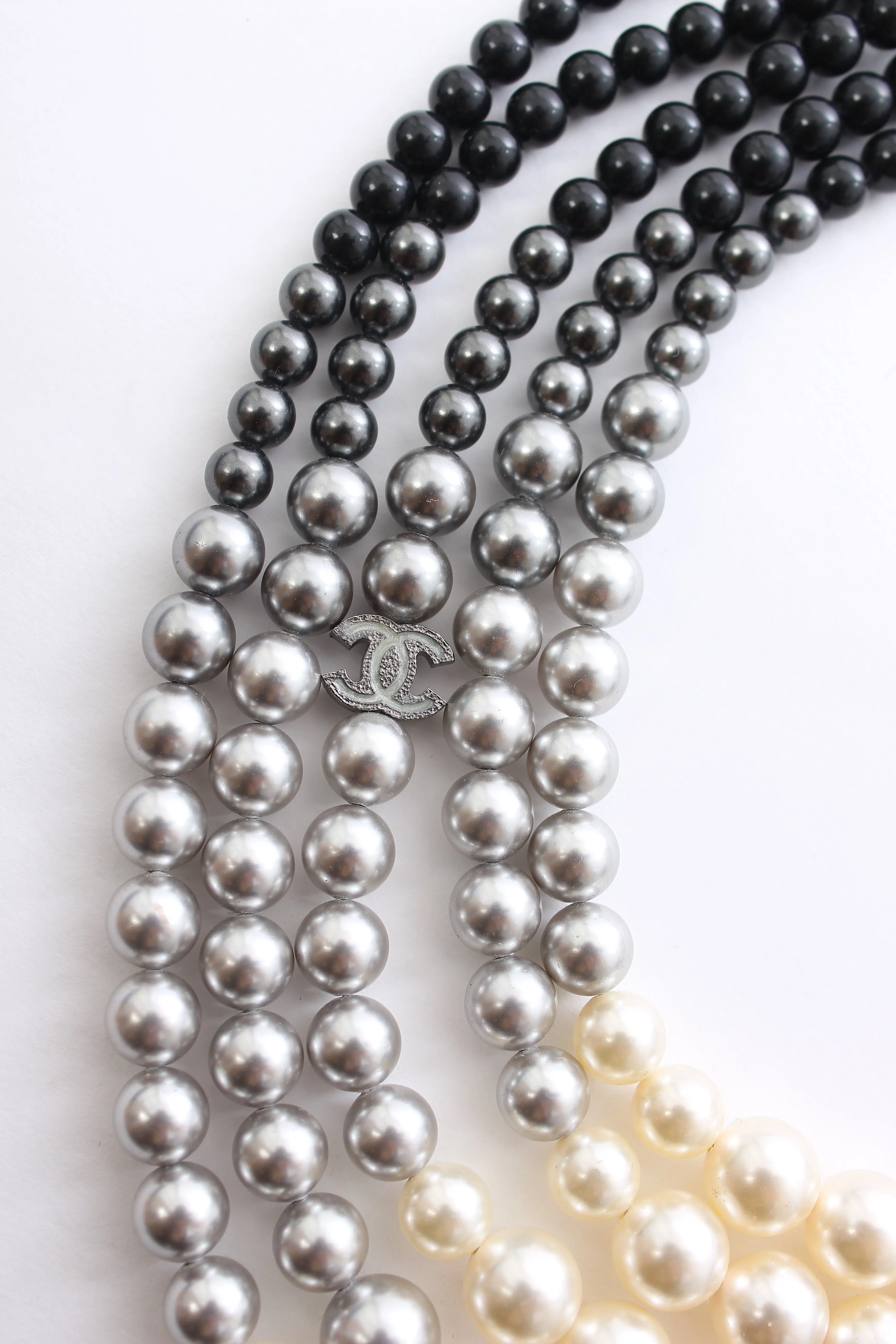 Chanel Pearl CC Multi Strand Ombré Necklace