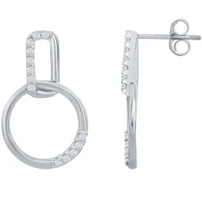 Classic Women's Earrings - Sterling Silver CZ Door Knocker Post Back Closure | D-7853