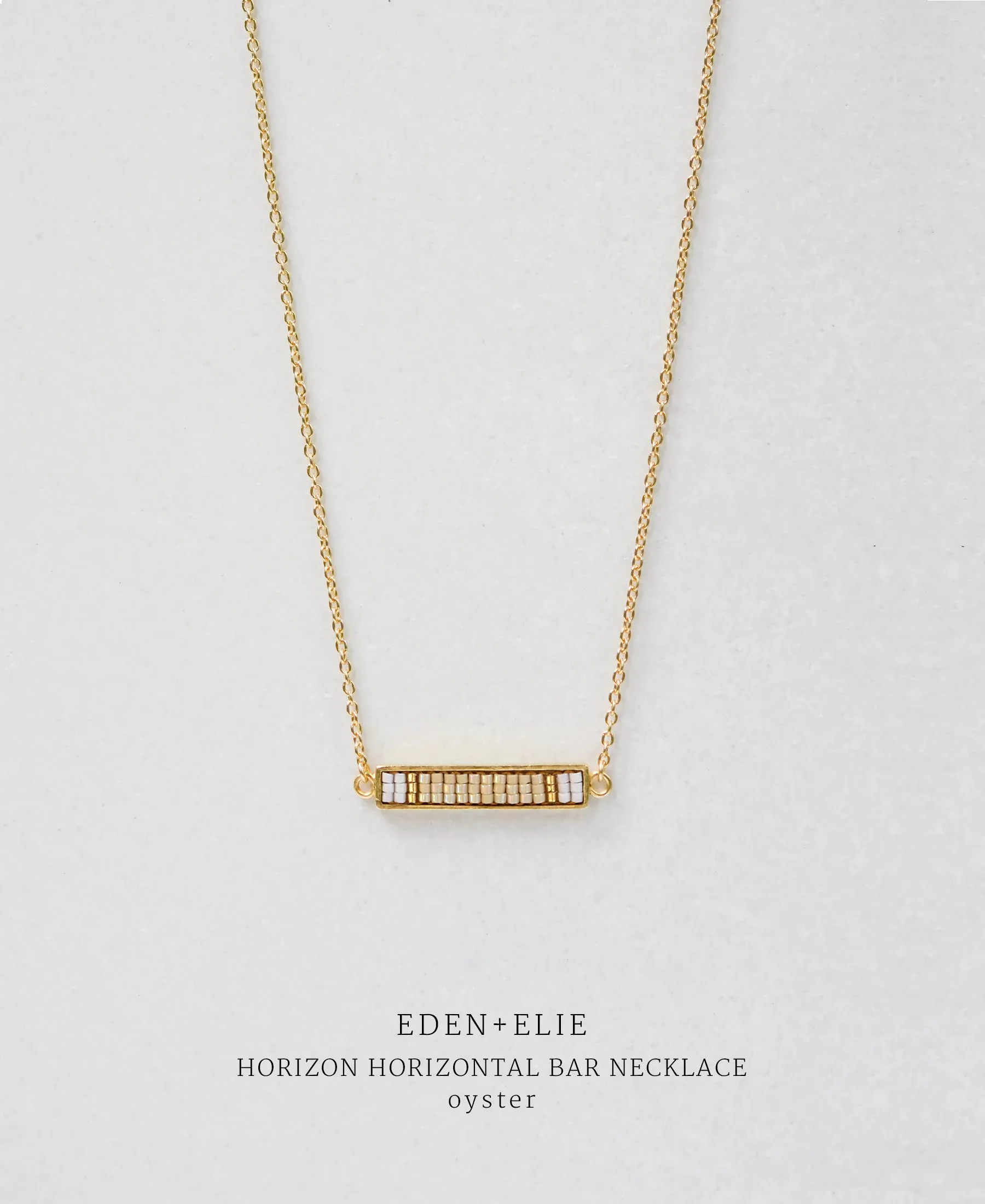 EDEN   ELIE Horizon Horizontal bar necklace - light oyster