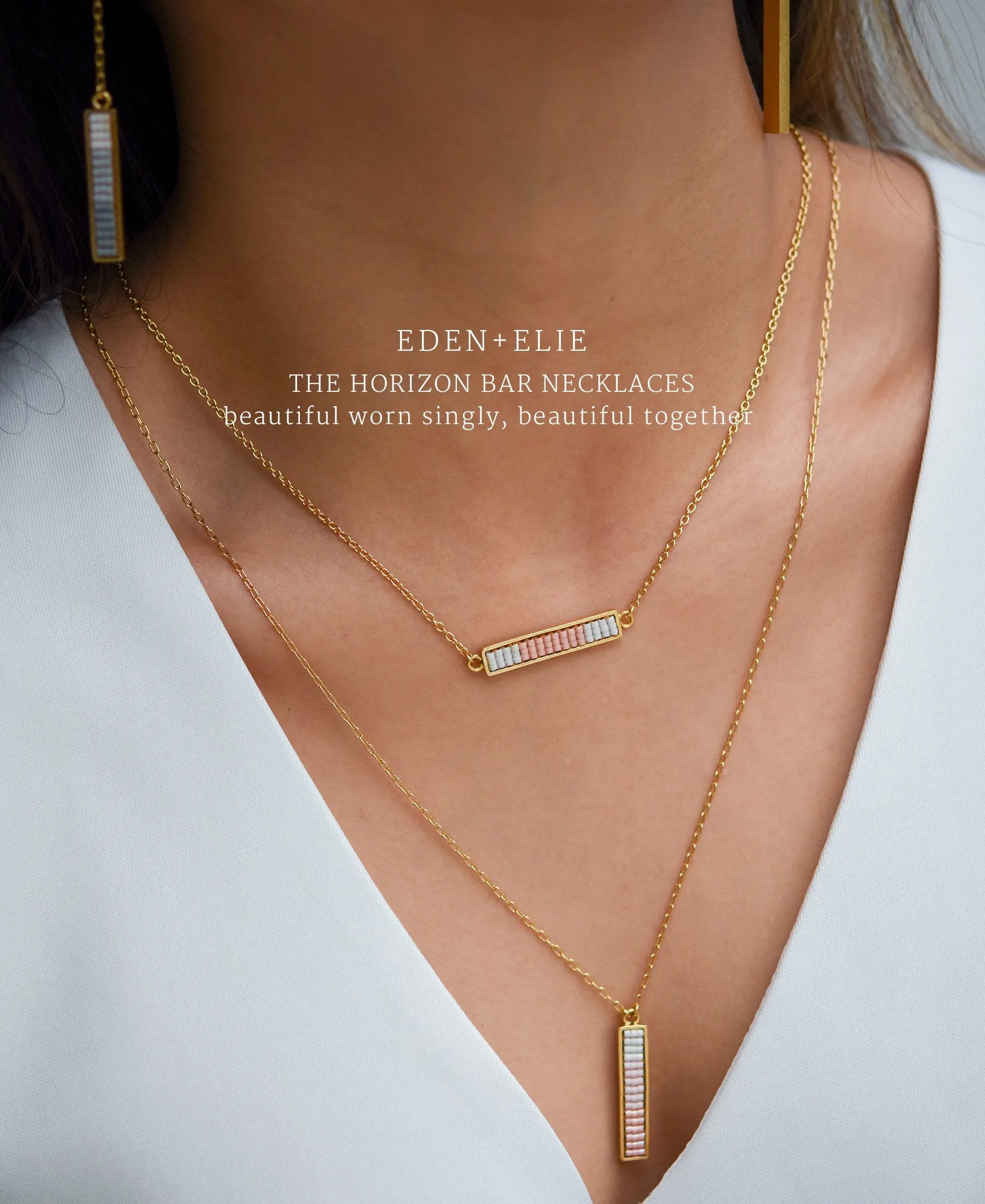 EDEN   ELIE Horizon Horizontal bar necklace - light oyster