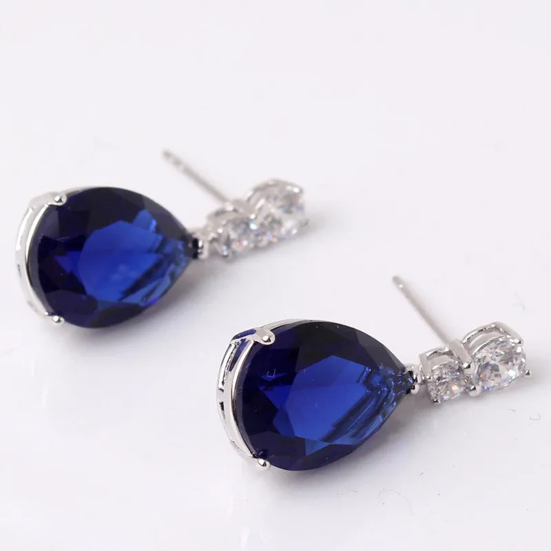 Engagement Earrings for Women Silver Plating AAA Cubic Zircon Crystal Drop Dangle Earings
