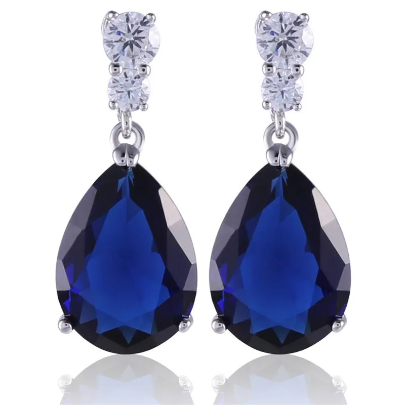 Engagement Earrings for Women Silver Plating AAA Cubic Zircon Crystal Drop Dangle Earings
