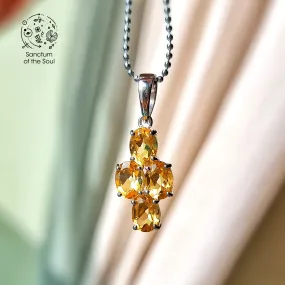 Faceted Citrine in Silver Pendant