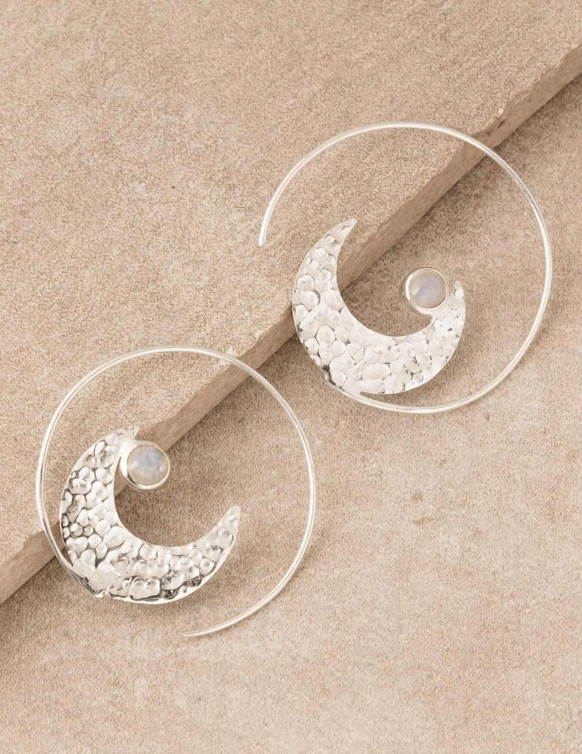 Fair Trade Crescent Moonstone Earrings