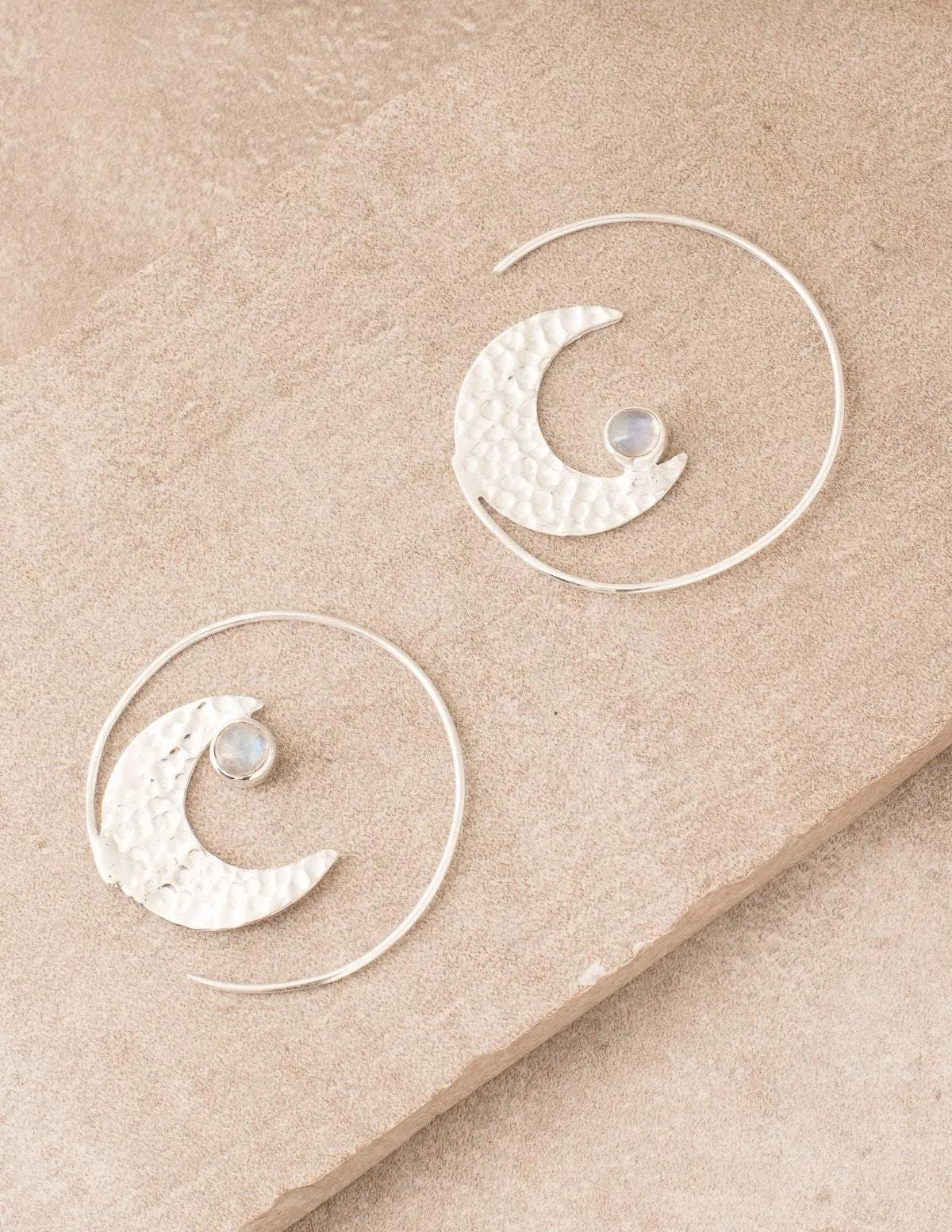 Fair Trade Crescent Moonstone Earrings