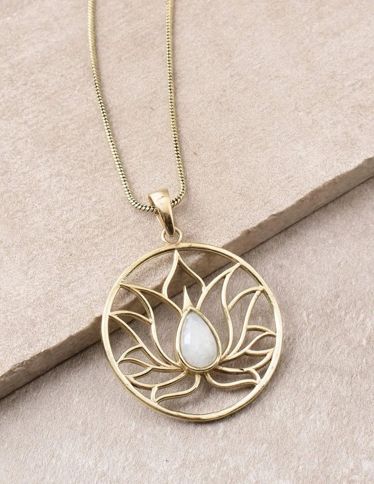 Fair Trade Lotus Moonstone Necklace