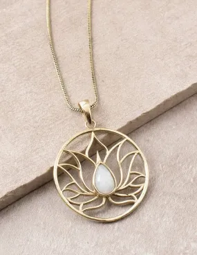 Fair Trade Lotus Moonstone Necklace