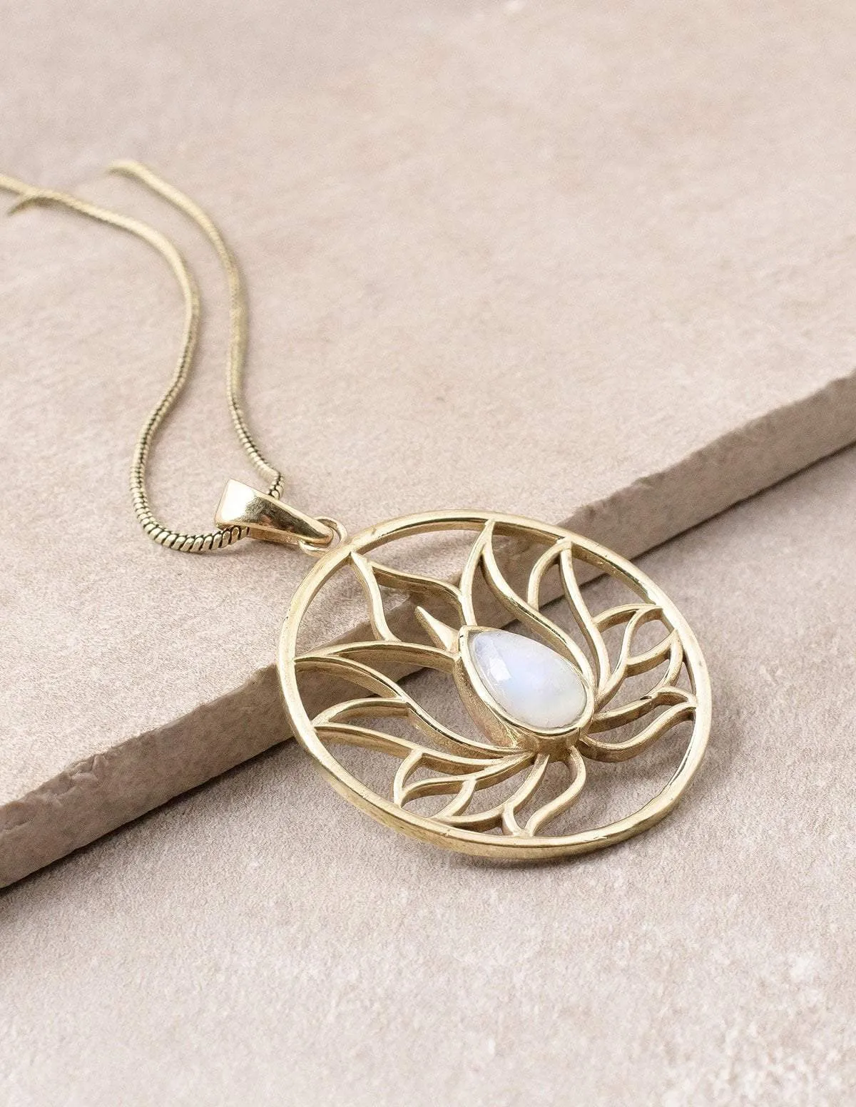 Fair Trade Lotus Moonstone Necklace