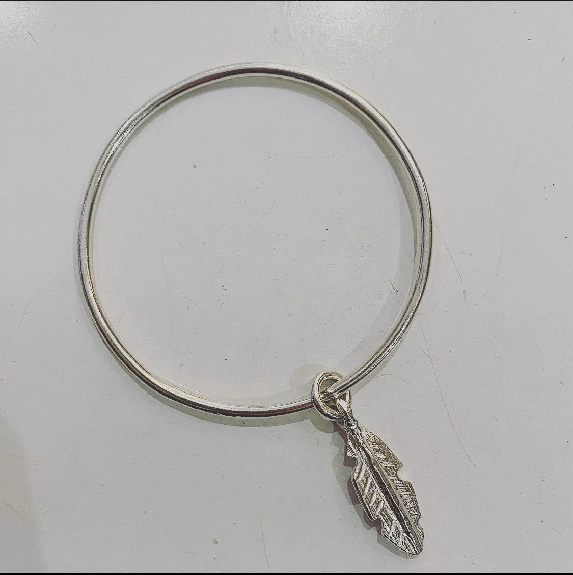 Feather Charm Bangle