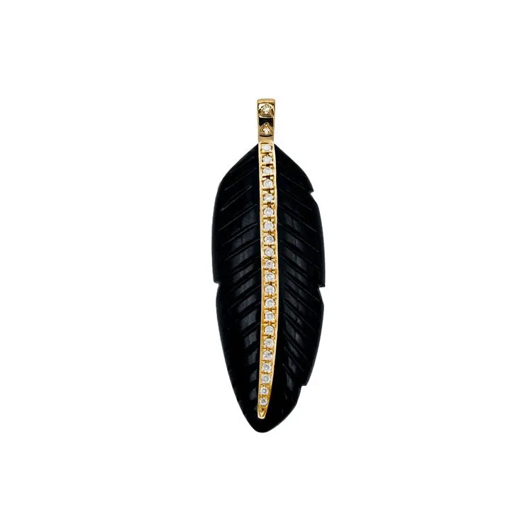 Feather Charm/ Black Onyx