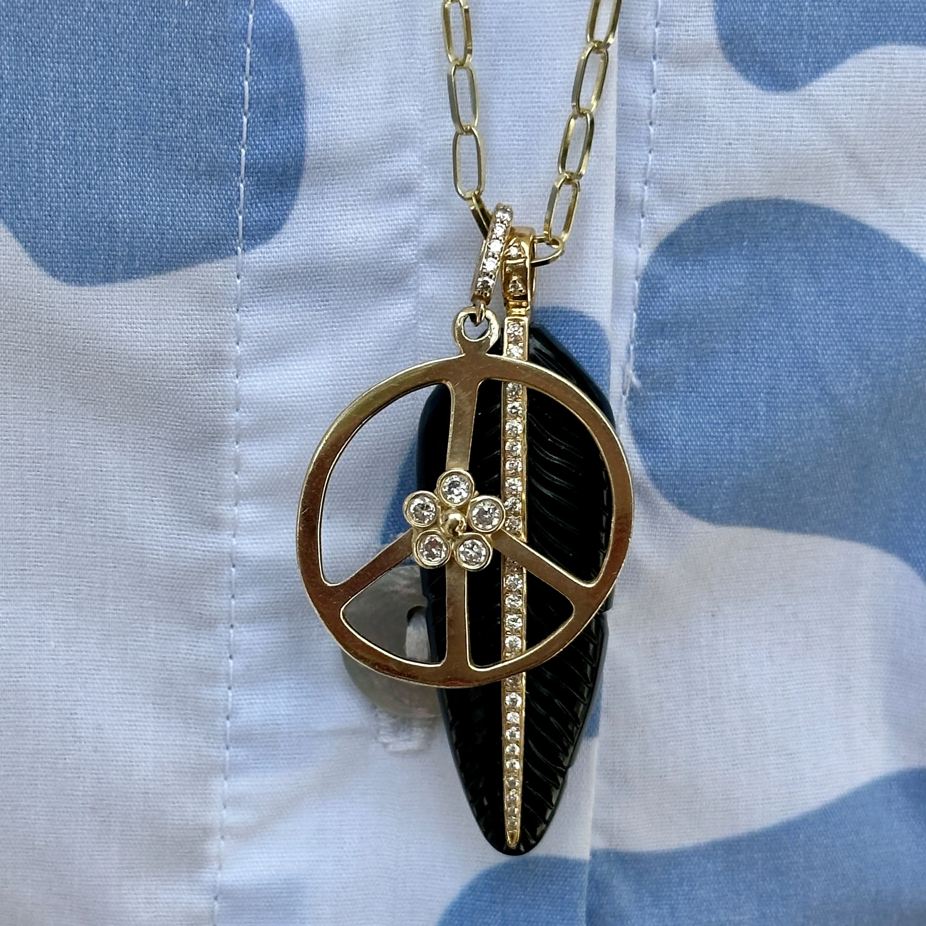 Feather Charm/ Black Onyx