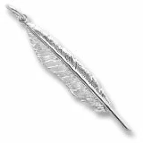 Feather Charm In 14K White Gold