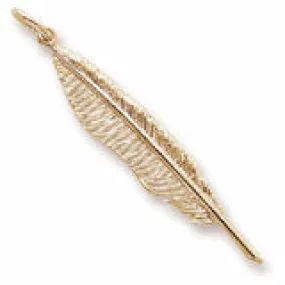 Feather Charm in Yellow Gold Plated