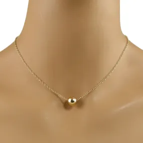 Floating Gold Bead Necklace, Minimalist Gold Bead Necklace