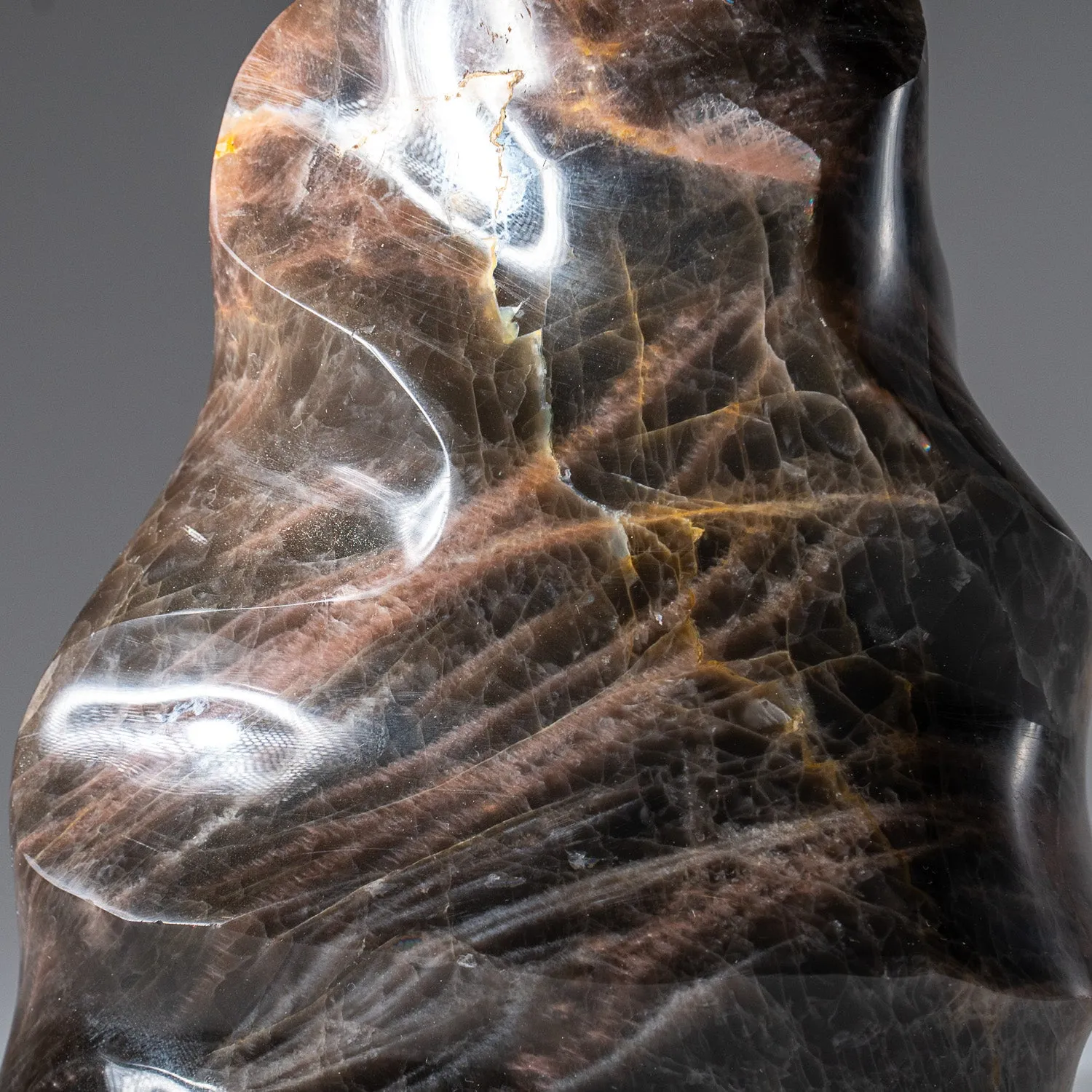 Genuine Polished Black Moonstone Flame Freeform (2.2 lbs)