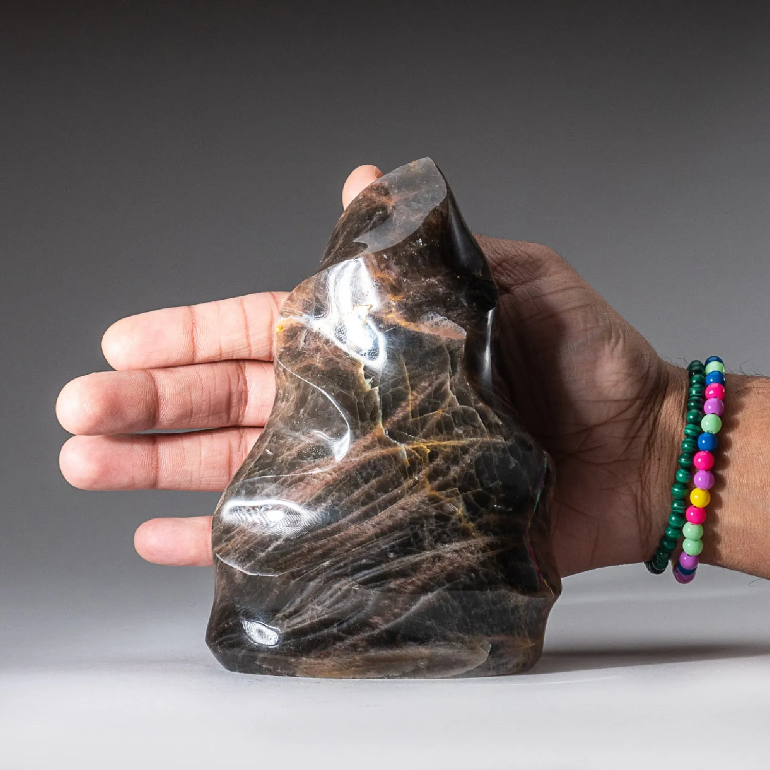 Genuine Polished Black Moonstone Flame Freeform (2.2 lbs)